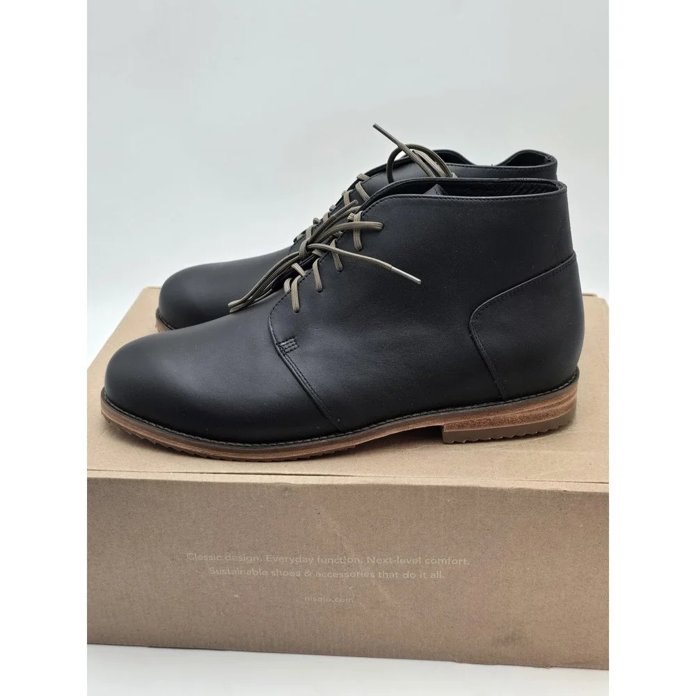 Nisolo Everyday Chukka Boots‎ Mens Size 8 Black Leather Lace Up Ankle Dress New